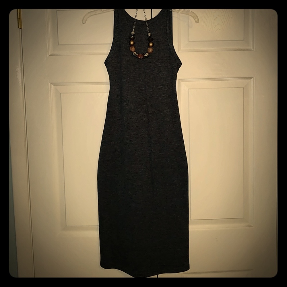 Backless grey body con dress